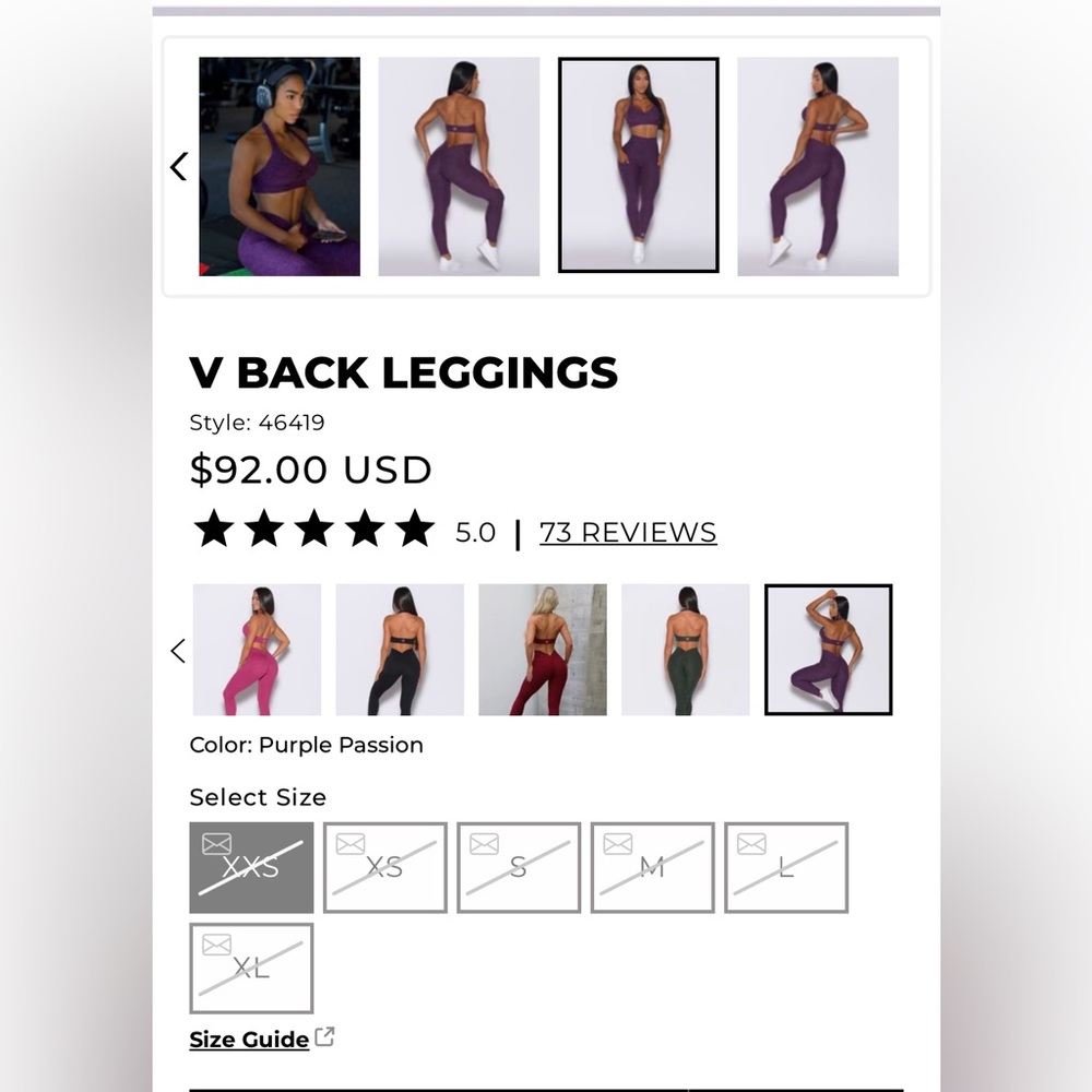 Bombshell Sportswear V-Back Leggings - Picture 3 of 7